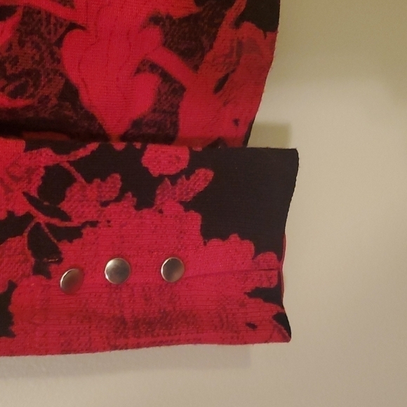 Chico's Red and Black Floral Pullover Sweater - Picture 2 of 5